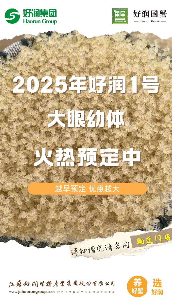 【好潤(rùn)國(guó)蟹】2025年“好潤(rùn)1號(hào)”大眼幼體火熱